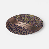 バースデーパーティーレオパード模様ブロンズ ペーパープレート (アングル)