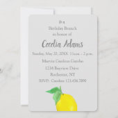 バースデーパーティーレモン柑橘類ウォーターカラーフルーツ 招待状 (裏面)