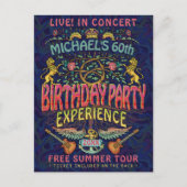バースデーパーティーロックバンドコンサートチケットレトロ70s ポストカード (正面)