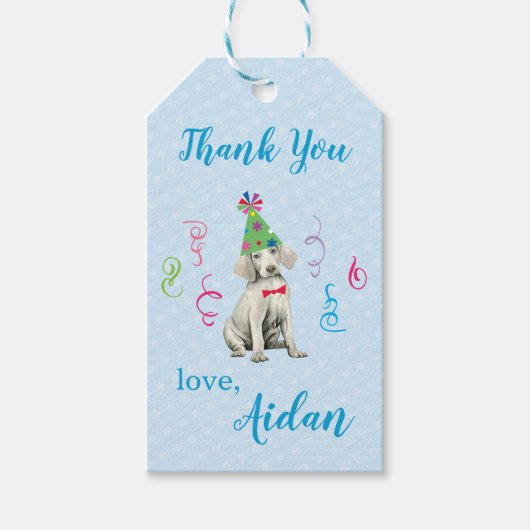 バースデーパーティーワイマランナーサンキューラベル ギフトタグ (正面)