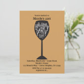 バースデーパーティーワイングラス任意の色の招待状 招待状 (スタンド正面)