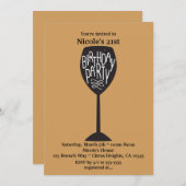バースデーパーティーワイングラス任意の色の招待状 招待状 (正面/裏面)