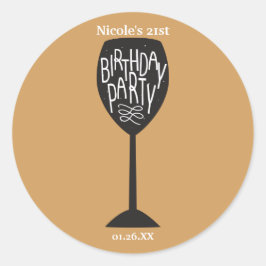 バースデーパーティーワイングラスANY COLORスタンプ ラウンドシール