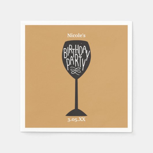 バースデーパーティーワイングラスANY COLORナプキン スタンダードカクテルナプキン (正面)