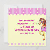 バースデーパーティー回転木馬ホース 招待状 (裏面)