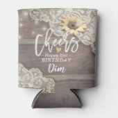 バースデーパーティー応援ウッドレースサンフラワーライト 缶クーラー (正面)