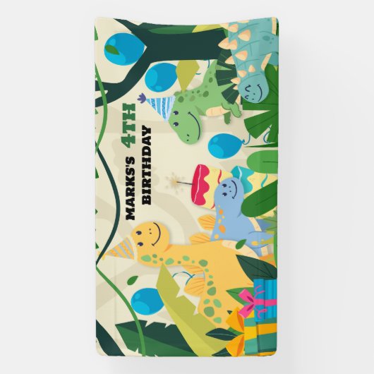 バースデーパーティー恐竜パーティーバナー 横断幕 (縦)