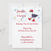 バースデーパーティー招待状おもしろいかわいいカモメ鳥 招待状 (裏面)