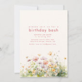 バースデーパーティー招待状と春の花 招待状 (正面)