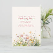 バースデーパーティー招待状と春の花 招待状 (スタンド正面)