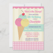 バースデーパーティー招待状アイスクリームスクープパーラー 招待状 (正面)