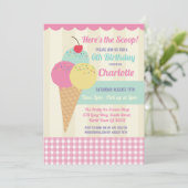 バースデーパーティー招待状アイスクリームスクープパーラー 招待状 (スタンド正面)