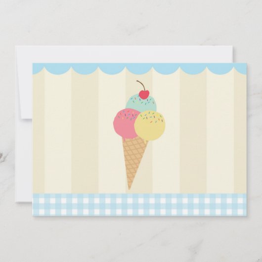 バースデーパーティー招待状アイスクリームボーイズフォトブルー 招待状 (裏面)