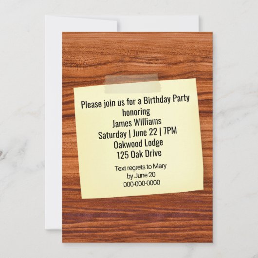 バースデーパーティー招待状タップオンウッド 招待状 (正面)