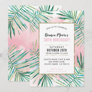 バースデーパーティー招待状トロピカルパーム離れルアウ（ハワイ式宴会） 招待状