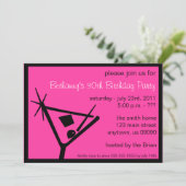 バースデーパーティー招待状マティーニグラス(ピンク) 招待状 (スタンド正面)