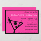 バースデーパーティー招待状マティーニグラス(ピンク) 招待状 (正面/裏面)