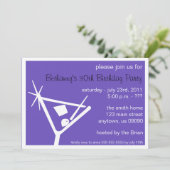 バースデーパーティー招待状マティーニグラス（紫） 招待状 (スタンド正面)