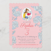 バースデーパーティー招待状モダンプリンセスベル 招待状 (正面/裏面)