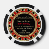 バースデーパーティー招待状レッドトランプのポーカーチップ ポーカーチップ (裏面)