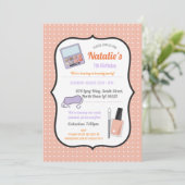 バースデーパーティー招待状美しい誕生日爪、 ネイルワニス 招待状 (スタンド正面)