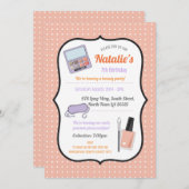バースデーパーティー招待状美しい誕生日爪、 ネイルワニス 招待状 (正面/裏面)