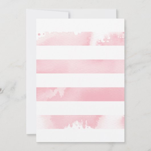 バースデーパーティー招待状金ゴールドピンク水彩ストライプ 招待状 (裏面)
