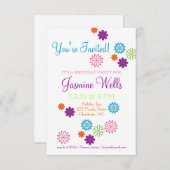 バースデーパーティー招待状 |おもしろいの色カラフル 招待状 (正面/裏面)