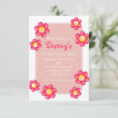 バースデーパーティー招待状 |かわいい花白 招待状 (スタンド正面)