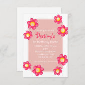 バースデーパーティー招待状 |かわいい花白 招待状 (正面/裏面)