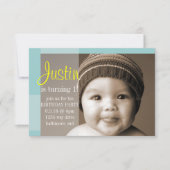 バースデーパーティー招待状 |セグメントの黄色（青） 招待状 (正面)