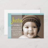 バースデーパーティー招待状 |セグメントの黄色（青） 招待状 (正面/裏面)