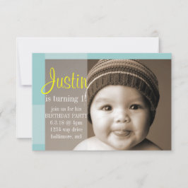 バースデーパーティー招待状 |セグメントの黄色（青） 招待状