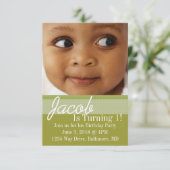 バースデーパーティー招待状 | B-Dayオリーブグリーン 招待状 (スタンド正面)