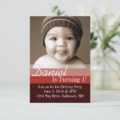 バースデーパーティー招待状 | B-Day Brown Burgundy 招待状 (スタンド正面)