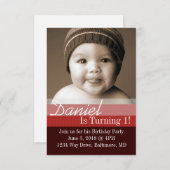 バースデーパーティー招待状 | B-Day Brown Burgundy 招待状 (正面/裏面)