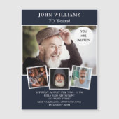 バースデーパーティー海軍の青い写真コラージュ豪華な マグネット招待状 (正面)