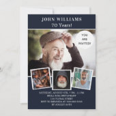 バースデーパーティー海軍の青い写真コラージュ豪華な 招待状 (正面)