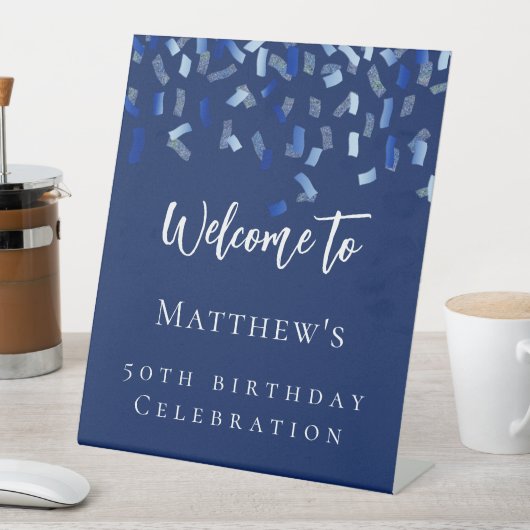 バースデーパーティー海軍ブルーウェルカム 台座サイン (インサイチュ)