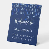 バースデーパーティー海軍ブルーウェルカム 台座サイン (正面)