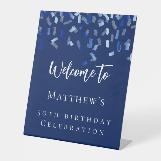 バースデーパーティー海軍ブルーウェルカム 台座サイン (正面)