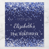 バースデーパーティー海軍ブルーグリッター名 ワインラベル (シングルラベル)