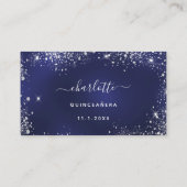 バースデーパーティー海軍ブルーシルバーグリッターRSVP エンクロージャーカード (裏面)
