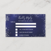 バースデーパーティー海軍ブルーシルバーグリッターRSVP エンクロージャーカード (正面)