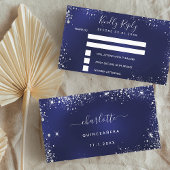 バースデーパーティー海軍ブルーシルバーグリッターRSVP エンクロージャーカード