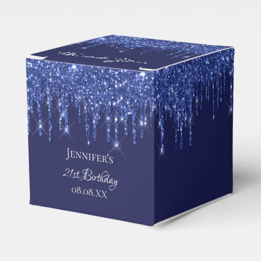 バースデーパーティー海軍ブルーホワイトグリッタードリップ フェイバーボックス (正面サイド)
