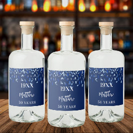 バースデーパーティー海軍ブルー紙吹雪名years リキュールボトルラベル