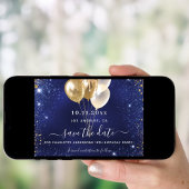 バースデーパーティー海軍ブルー金ゴールドは日付カードを保存 招待状