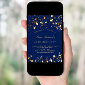 バースデーパーティー海軍ブルー金ゴールドスター 招待状