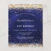 バースデーパーティー海軍ブルー金ゴールド予算の招待 チラシ (正面)